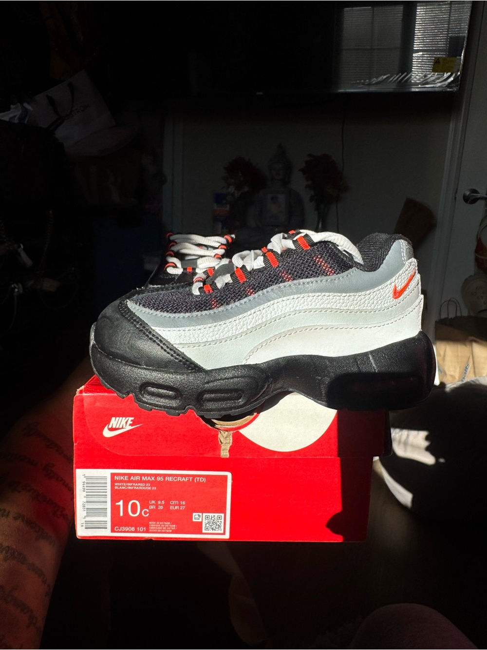 Nike Air Max 95 Toddler Sneakers in Black, Gray & Orange